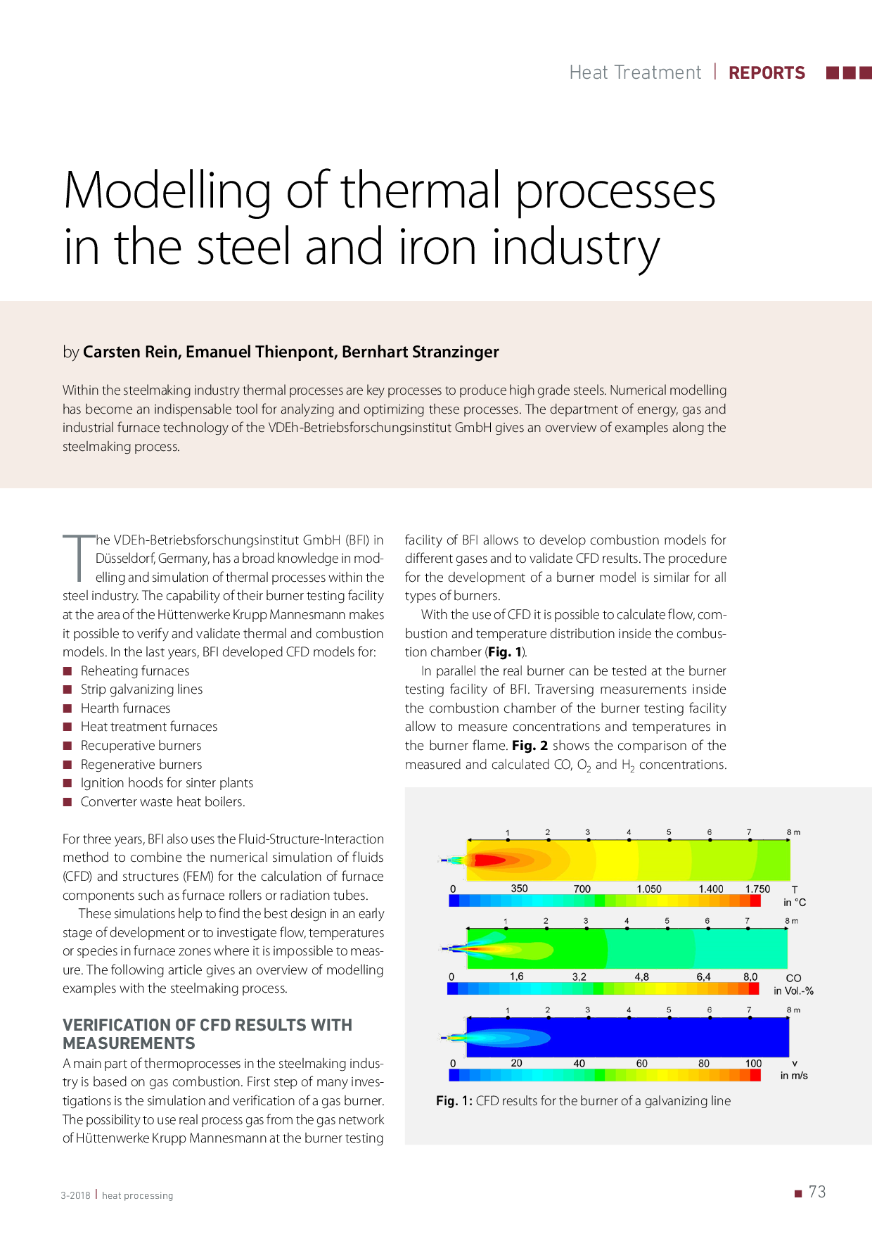 Modelling of thermal processes in the steel and iron industry