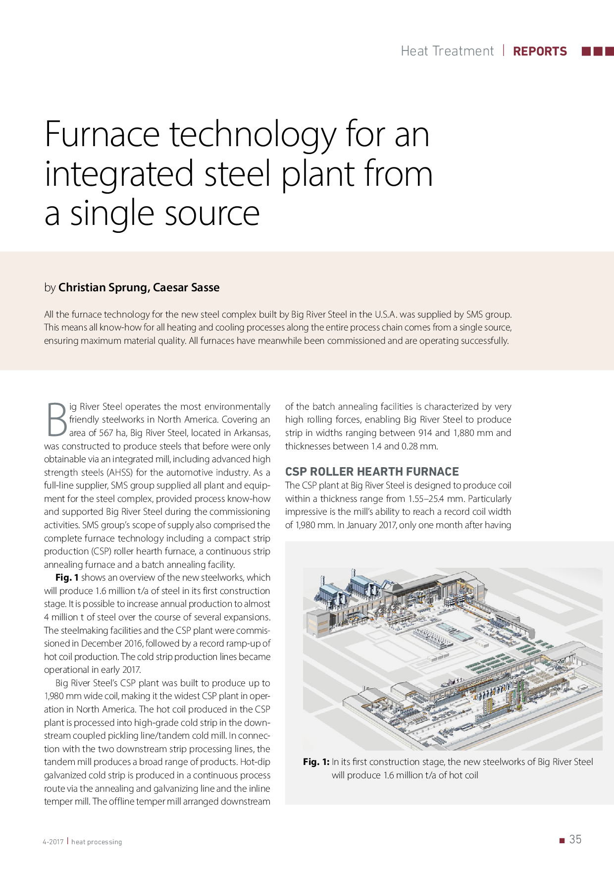 Furnace technology for an integrated steel plant from a single source