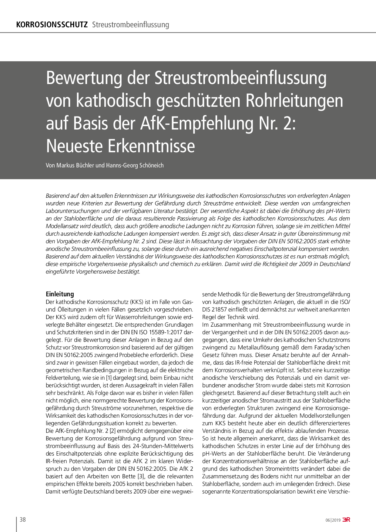Bewertung der Streustrombeeinflussung von kathodisch geschützten Rohrleitungen auf Basis der AfK-Empfehlung Nr. 2: Neueste Erkenntnisse