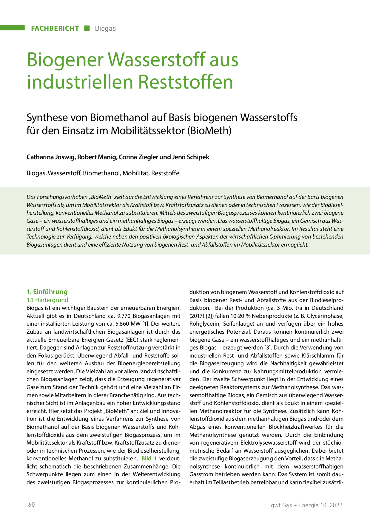 Biogener Wasserstoff aus industriellen Reststoffen