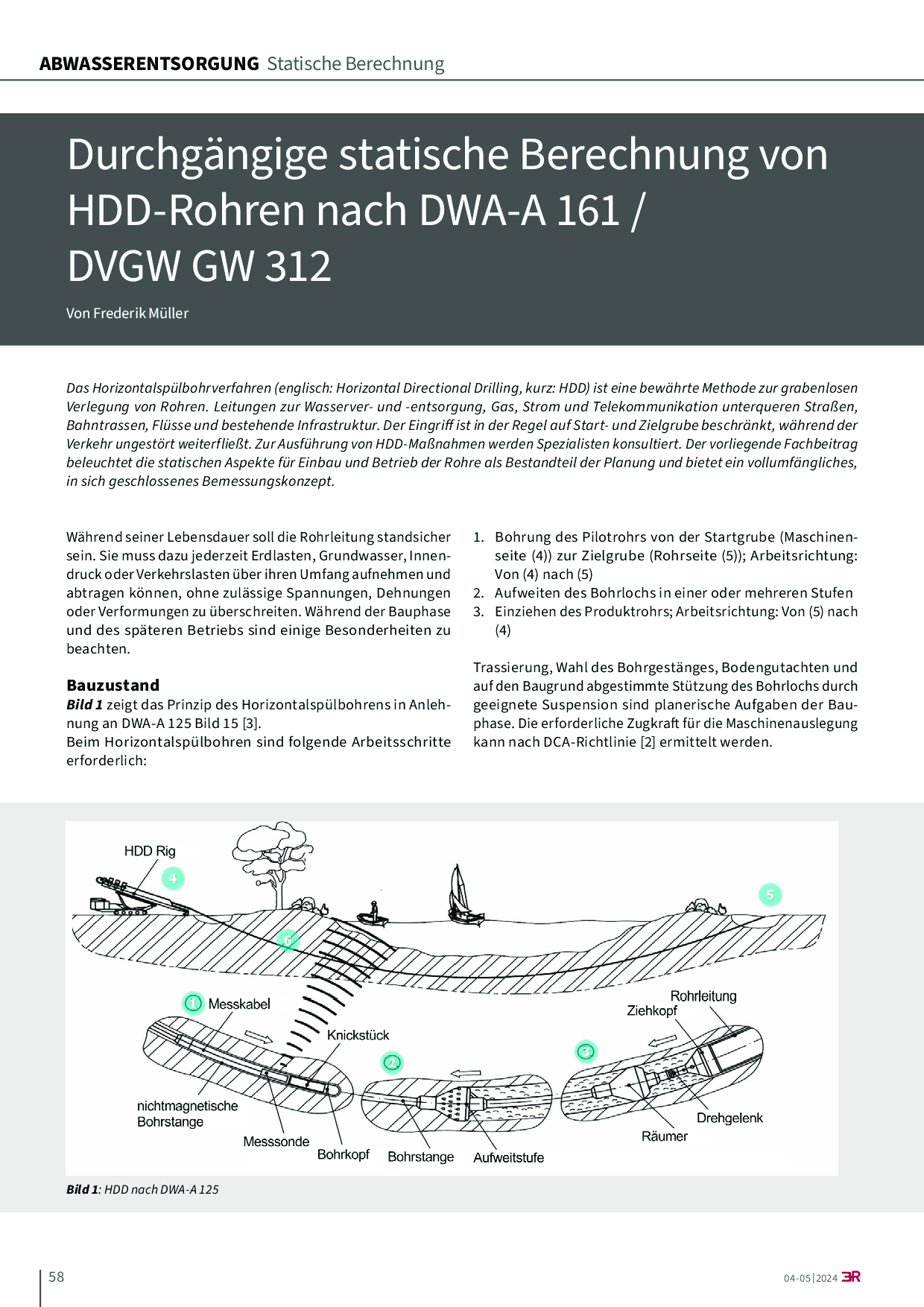 Durchgängige statische Berechnung von HDD-Rohren nach DWA-A 161 / DVGW GW 312