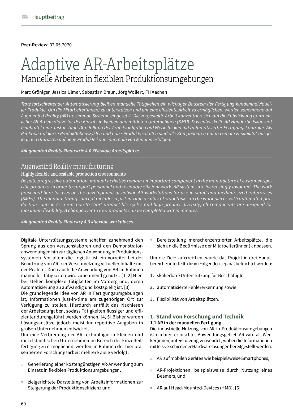 Adaptive AR-Arbeitsplätze