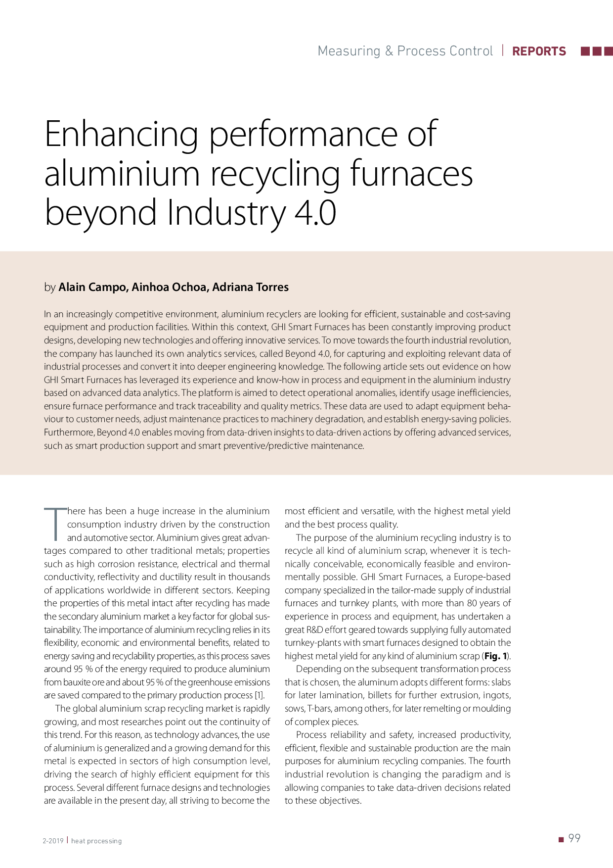 Enhancing performance of aluminium recycling furnaces beyond Industry 4.0
