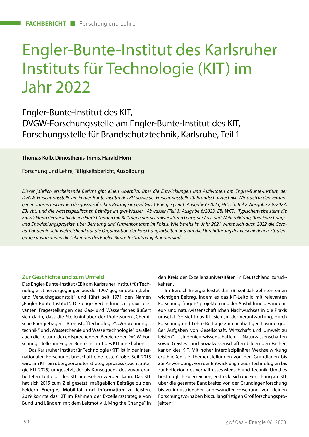 Engler-Bunte-Institut des Karlsruher Instituts für Technologie (KIT) im Jahr 2021