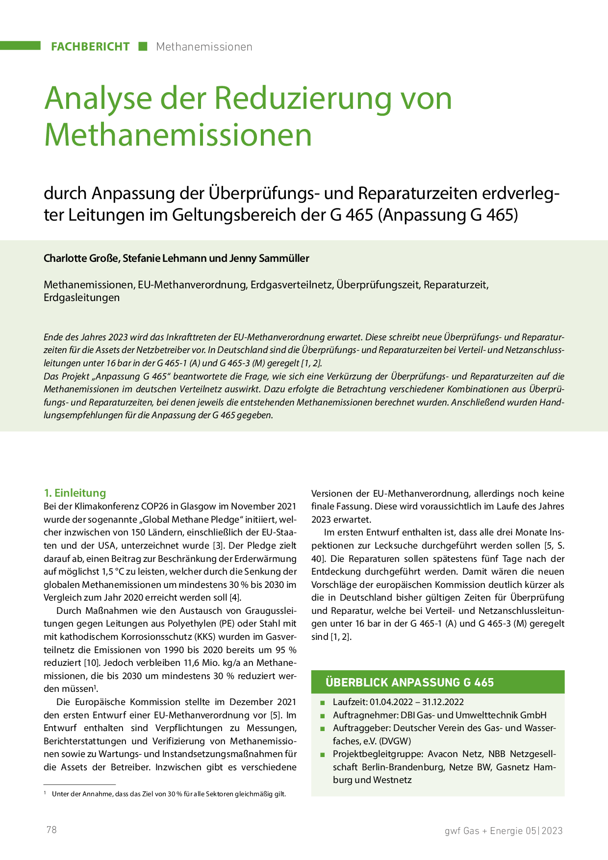 Analyse der Reduzierung von Methanemissionen