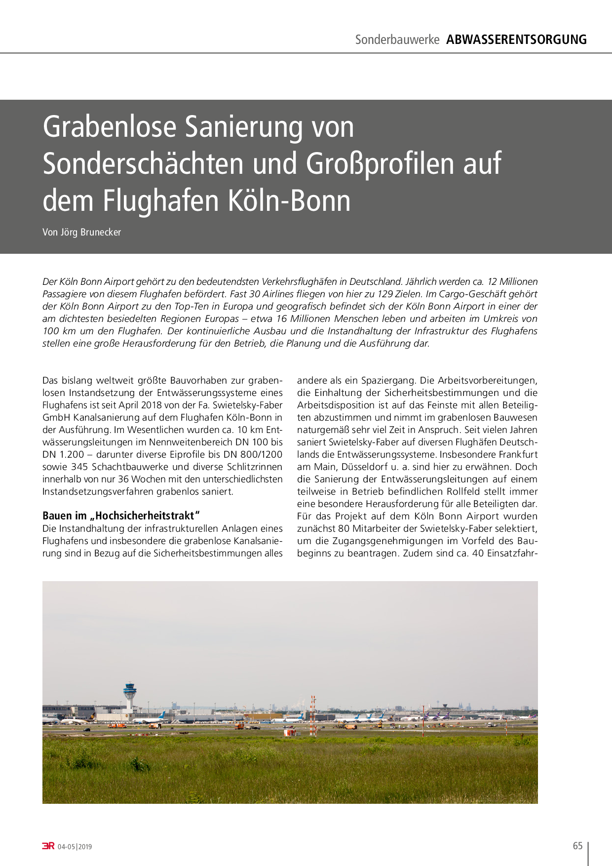 Grabenlose Sanierung von Sonderschächten und Großprofilen auf dem Flughafen Köln-Bonn