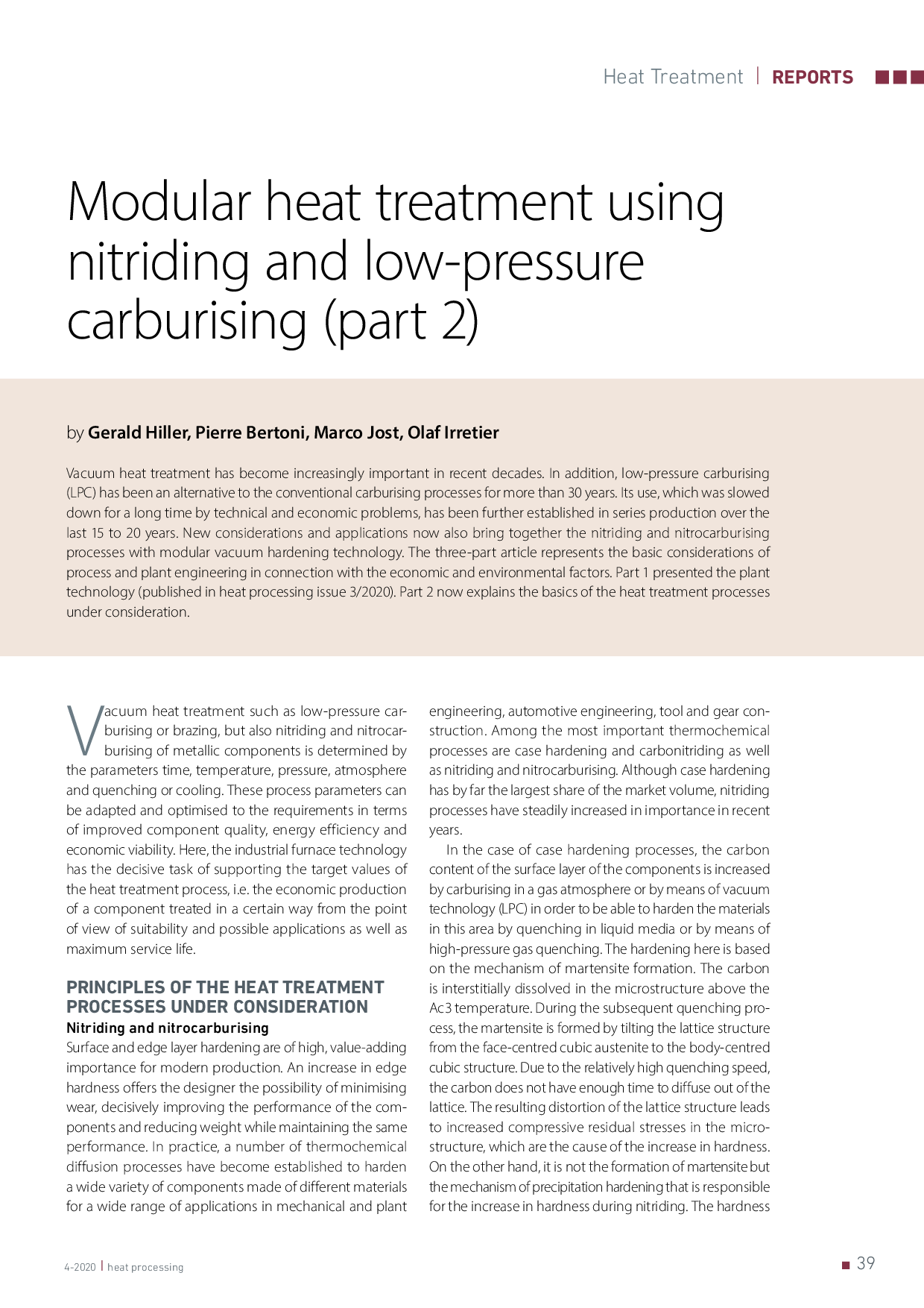 Modular heat treatment using nitriding and low-pressure carburising (part 2)
