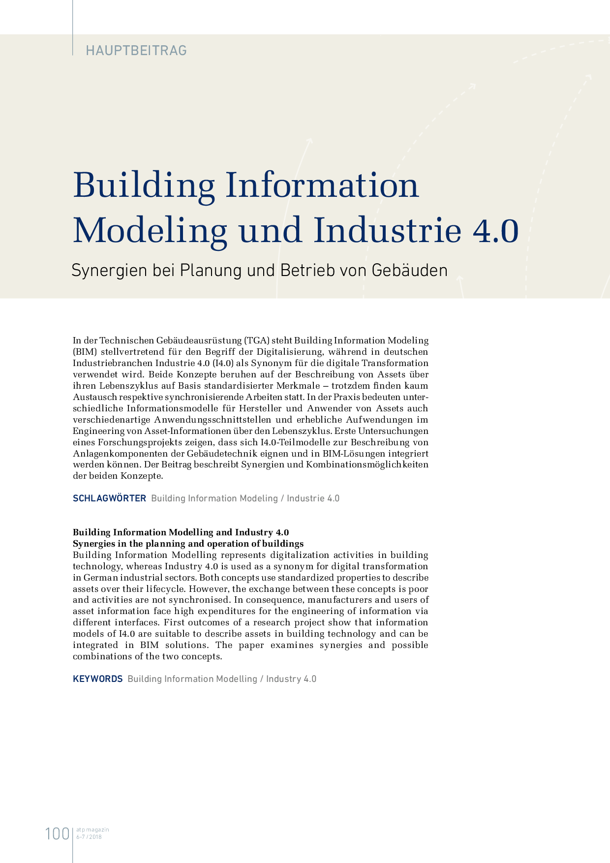 Building Information Modeling und Industrie 4.0