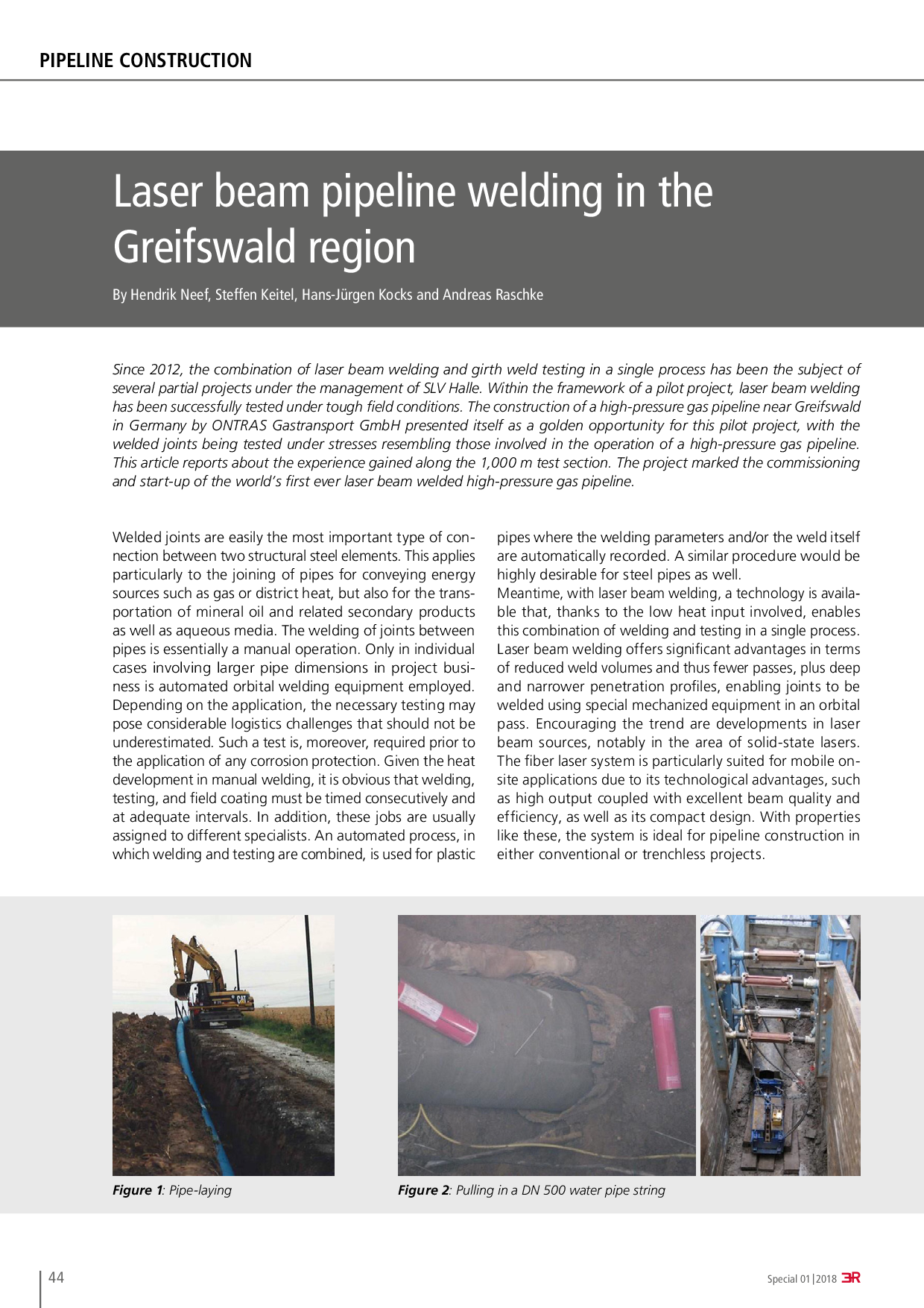 Laser beam pipeline welding in the Greifswald region