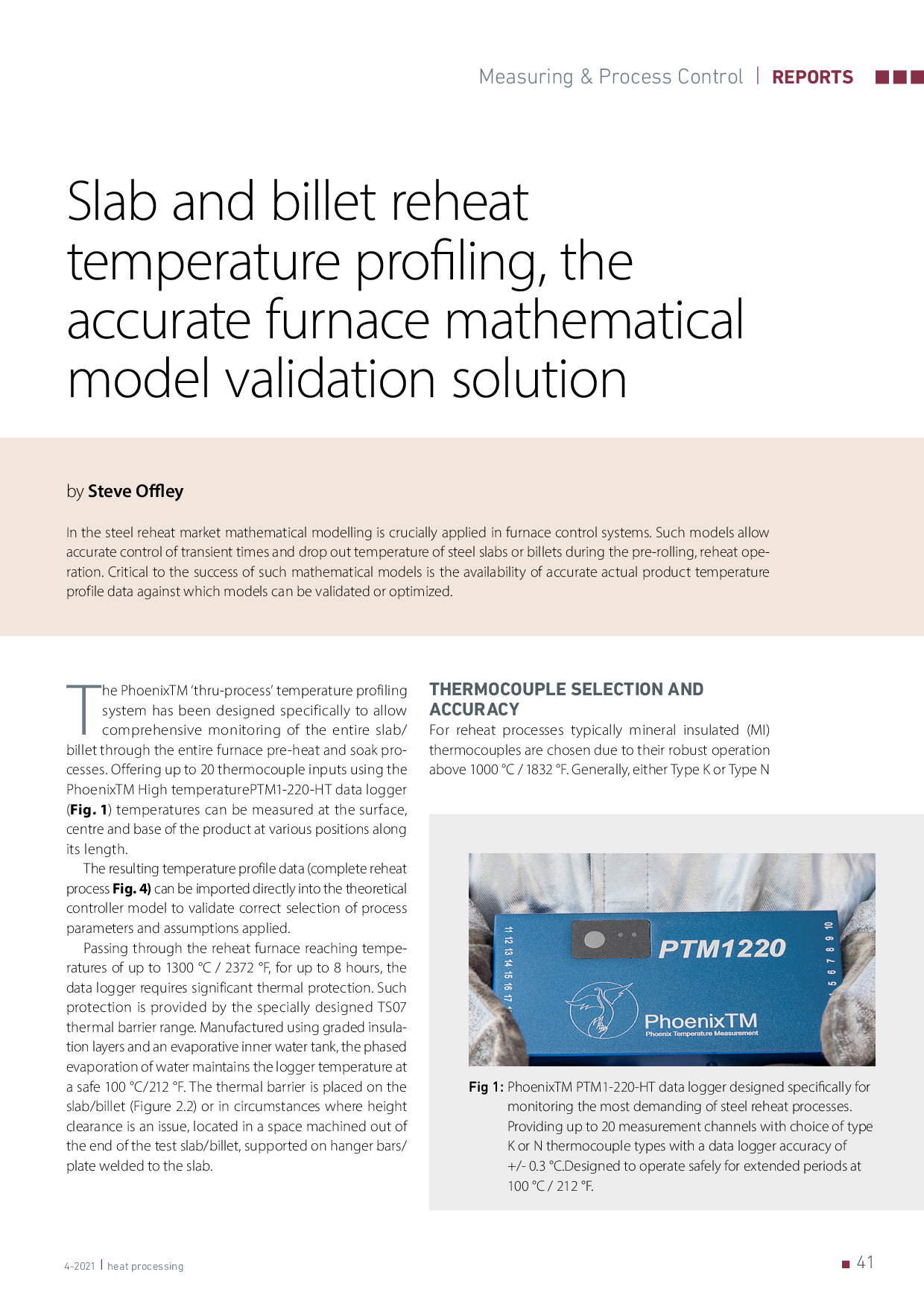 Slab and billet reheat temperature profiling, the accurate furnace mathematical model validation solution