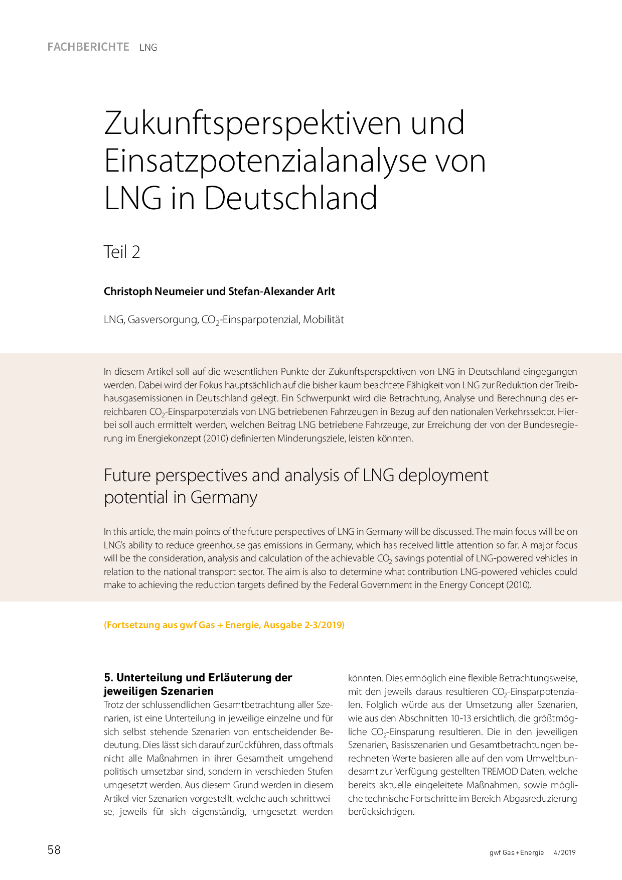 Zukunftsperspektiven und Einsatzpotenzialanalyse von LNG in Deutschland