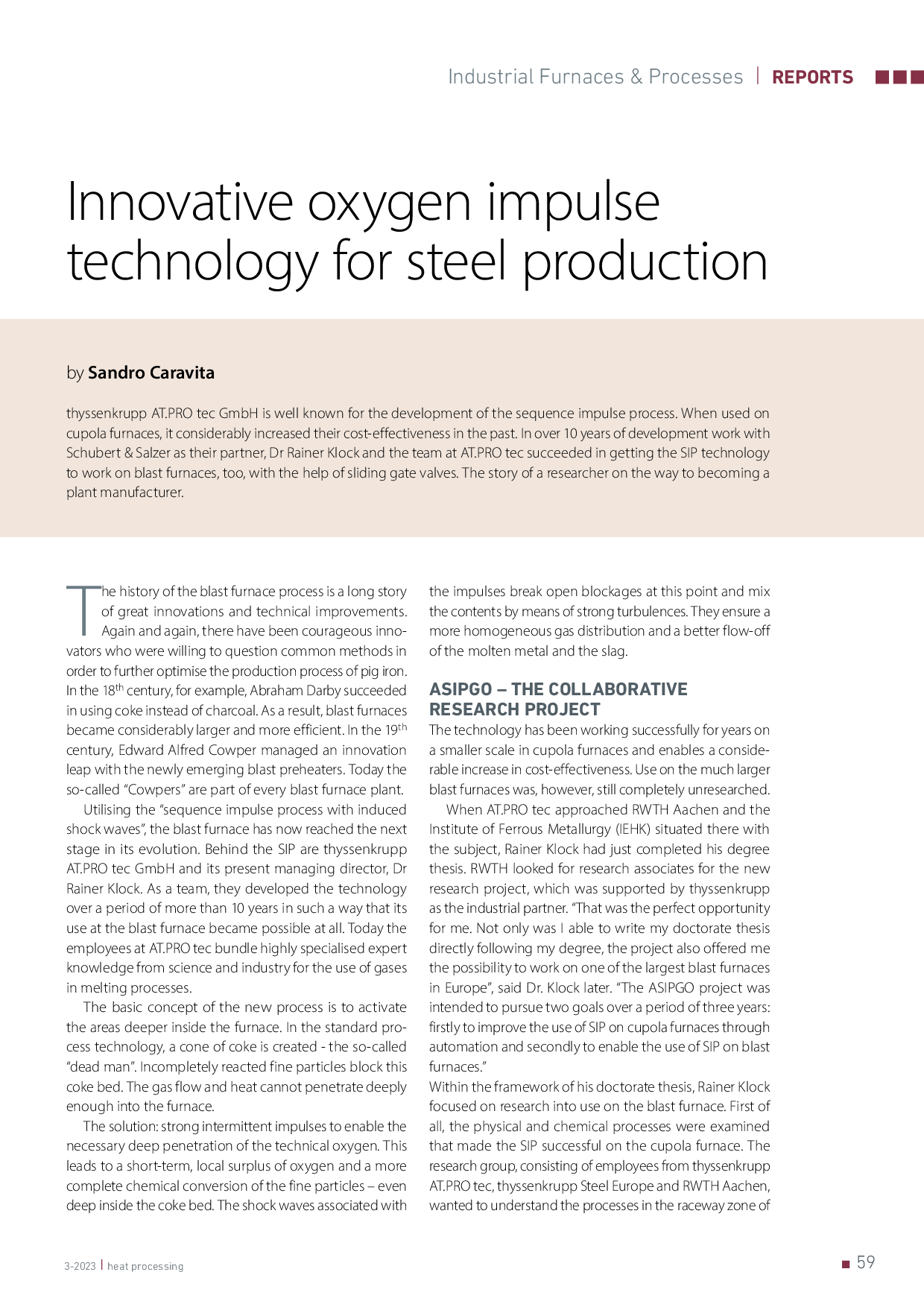 technology for steel production