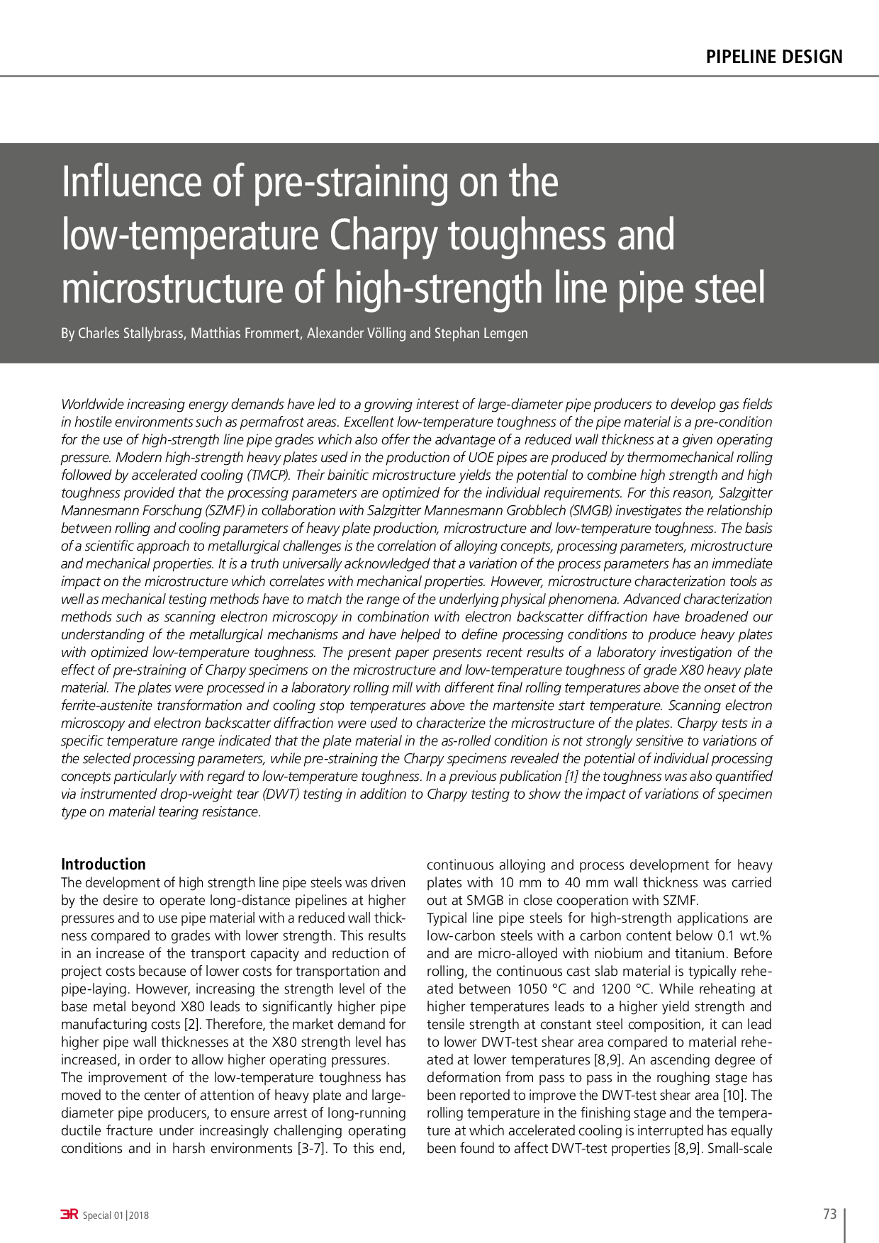 Influence of pre-straining on the low-temperature Charpy toughness and microstructure of high-strength line pipe steel