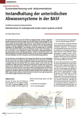 Instandhaltung der unterirdischen Abwassersysteme in der BASF