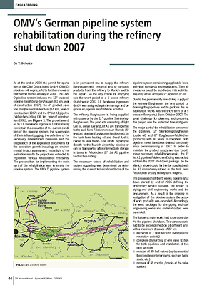 OMVs German pipeline system rehabilitation during the refinery shut down 2007
