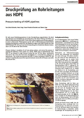 Druckprüfung an Rohrleitungen aus HDPE