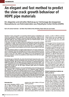 Ein elegantes und schnelles Werkzeug zur Vorhersage des langsamen Risswachstums von Rohrmaterialien aus Polyethylen hoher Dichte (HDPE)