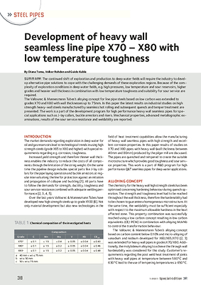 Development of heavy wall seamless line pipe X70 - X80 with low temperature toughness