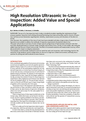 High Resolution Ultrasonic In-Line Inspection: Added Value and Special Applications