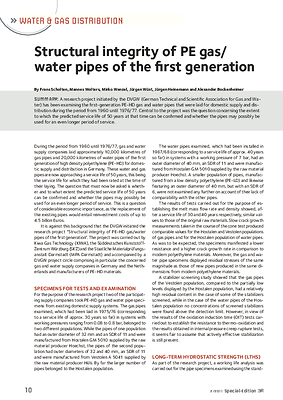 Structural integrity of PE gas/water pipes of the first generation