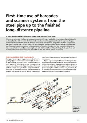 First-time use of barcodes and scanner systems from the steel pipe up to the finished long-distance pipeline