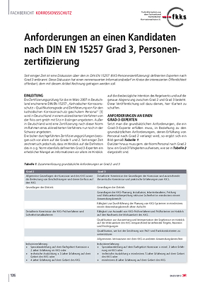 Anforderungen an einen Kandidaten nach DIN EN 15257 Grad 3, Personenzertifizierung