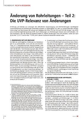 Änderung von Rohrleitungen – Teil 2: Die UVP-Relevanz von Änderungen
