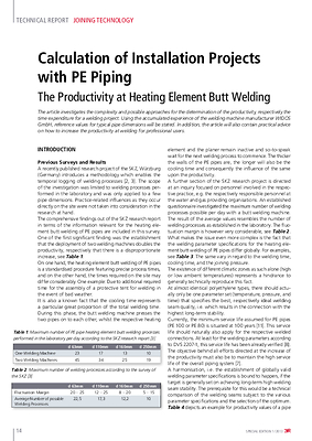 Calculation of Installation Projects with PE Piping