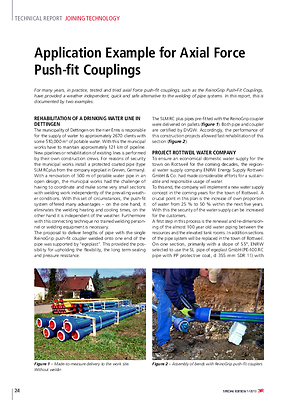 Application Example for Axial Force Push-fit Couplings