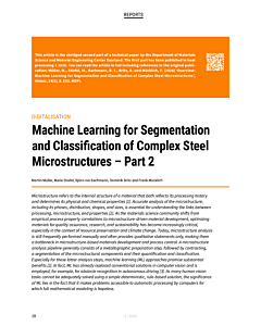 Machine Learning for Segmentation and Classification of Complex Steel Microstructures – Part 2