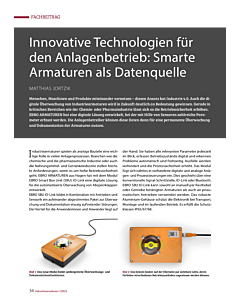 Innovative Technologien für den Anlagenbetrieb: Smarte Armaturen als Datenquelle
