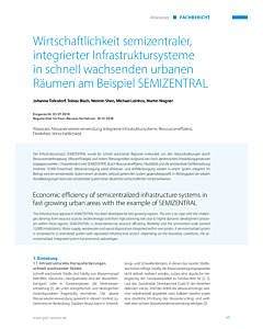 Wirtschaftlichkeit semizentraler, integrierter Infrastruktursysteme in schnell wachsenden urbanen Räumen am Beispiel SEMIZENTRAL