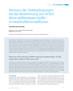 Relevanz der Siebbedingungen bei der Bestimmung von AFS63 (feine abfiltrierbare Stoffe) in Verkehrsflächenabflüssen