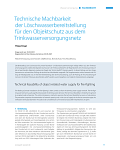 Technische Machbarkeit der Löschwasserbereitstellung für den Objektschutz aus dem Trinkwasserversorgungsnetz