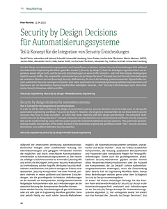 Security by Design Decisions für Automatisierungssysteme