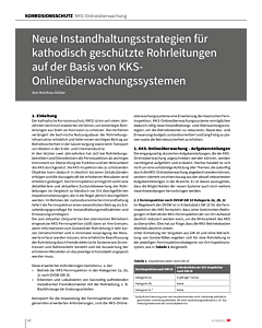 Neue Instandhaltungsstrategien für kathodisch geschützte Rohrleitungen auf der Basis von KKSOnlineüberwachungssystemen