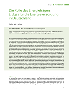 Die Rolle des Energieträgers Erdgas für die Energieversorgung in Deutschland