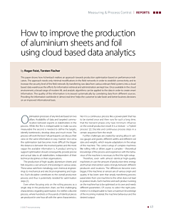 How to improve the production of aluminium sheets and foil using cloud based data analytics