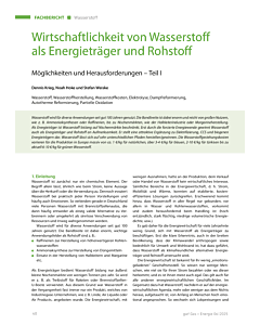 Wirtschaftlichkeit von Wasserstoff als Energieträger und Rohstoff