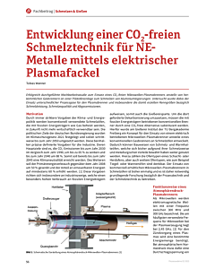 Entwicklung einer CO2-freien Schmelztechnik für NE-Metalle mittels elektrischer Plasmafackel 2