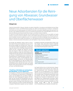 Neue Adsorbenzien für die Reinigung von Abwasser, Grundwasser und Oberflächenwasser
