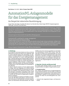 AutomationML-Anlagenmodelle für das Energiemanagement