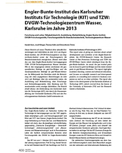 Engler-Bunte-Institut des Karlsruher Instituts für Technologie (KIT) und TZW: DVGW-Technologiezentrum Wasser, Karlsruhe im Jahre 2013
