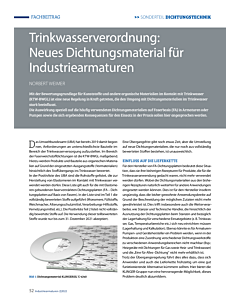Trinkwasserverordnung: Neues Dichtungsmaterial für Industriearmaturen