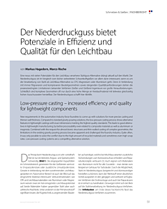 Der Niederdruckguss bietet Potenziale in Effizienz und Qualität für den Leichtbau