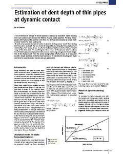Estimation of dent depth of thin pipes at dynamic contact