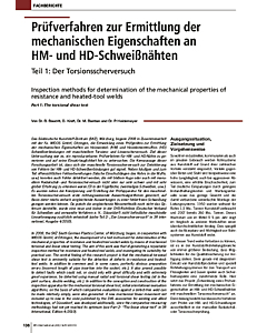 Prüfverfahren zur Ermittlung der mechanischen Eigenschaften an HM- und HD-Schweißnähten
