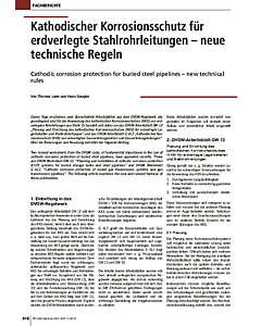 Kathodischer Korrosionsschutz für erdverlegte Stahlrohrleitungen - neue technische Regeln