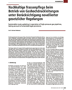 Nachhaltige Trassenpflege beim Betrieb von Gashochdruckleitungen unter Berücksichtigung novellierter gesetzlicher Regelungen