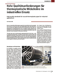Hohe Qualitätsanforderungen für thermoplastische Wickelrohre im industriellen Einsatz